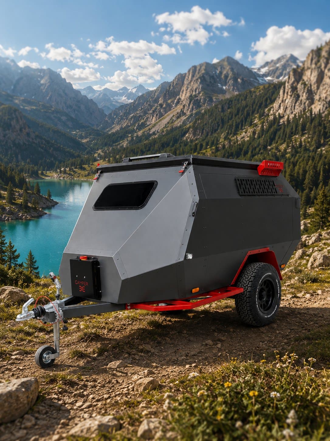 Vue extérieure de la remorque XP3 en configuration voyage